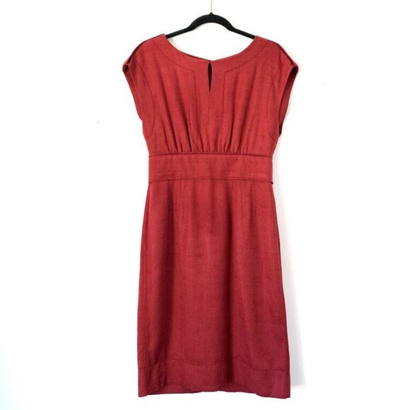 Dolce & Gabbana 8 Red Silk Ruched Sheath Dress Knee Length Career Designer - Picture 1 of 8